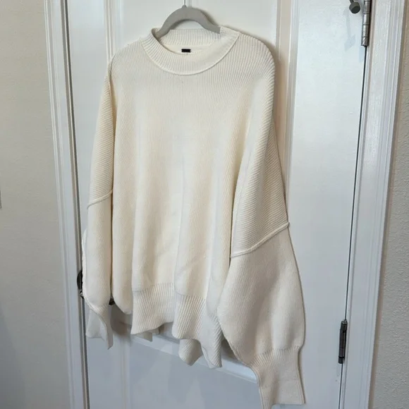 FREE PEOPLE Easy Street Tunic Ribbed Oversized Sweater in Painted White - Picture 9 of 11